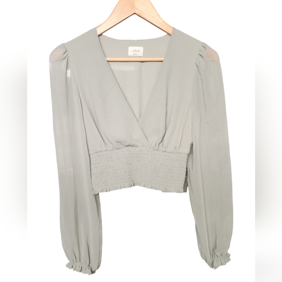 Aritzia Wilfred V Neck Sheer Blouse - Picture 2 of 4